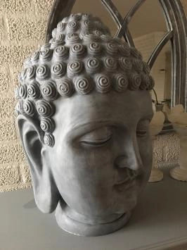 Boeddha - hoofd - polystone beeld - 55 cm - betonlook